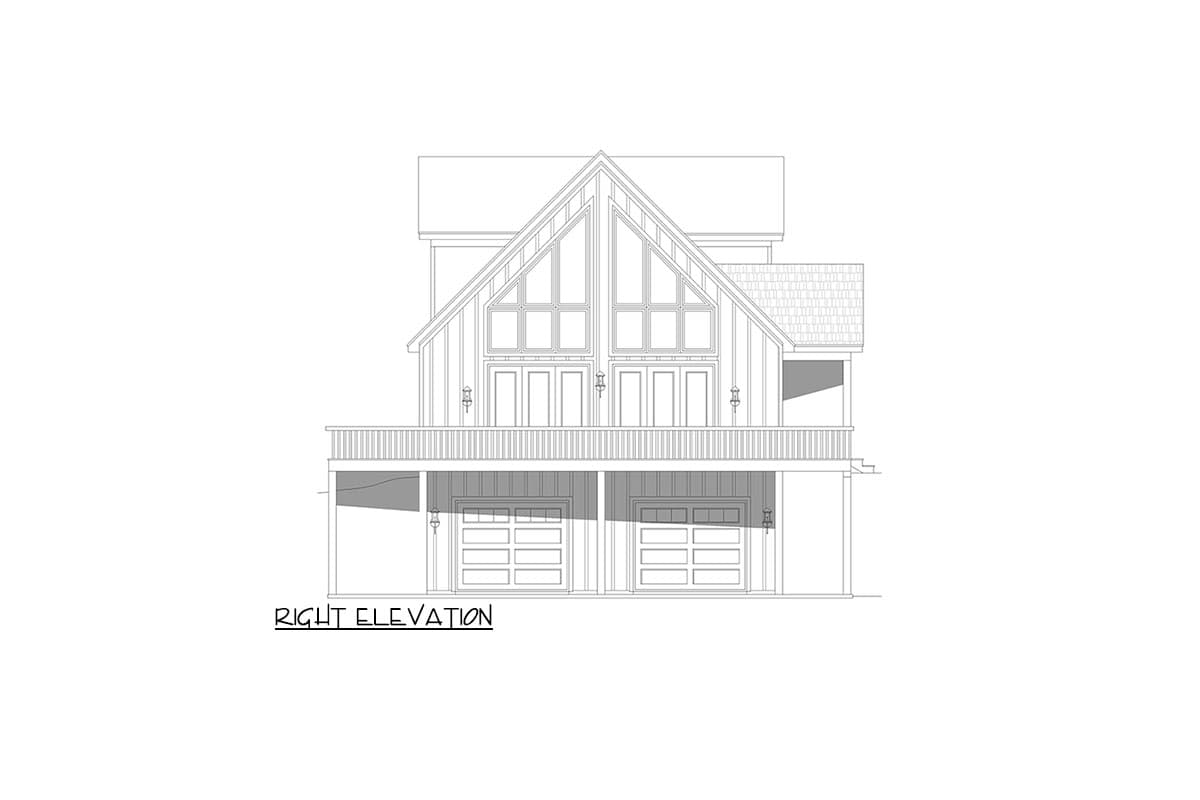 Plan 680254VR: Lake House Plan with 2nd Floor Master and a Drive Under Garage - 2165 Sq Ft - Image #5 - Country, Craftsman, Mountain, Ranch, Rustic