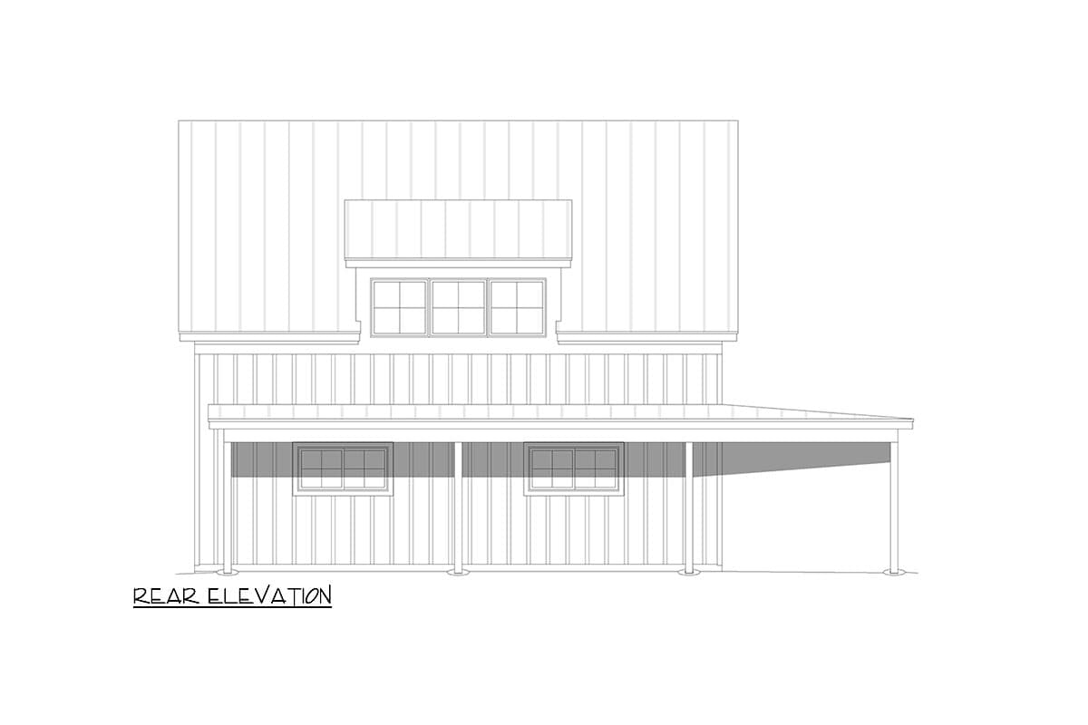 Plan 680255VR: Barn 1296 Sq Ft of Vehicle Space with 2 Tractor Ports and Storage Loft - Image #5 - Country