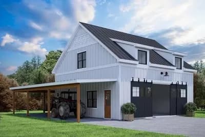Barn 1296 Sq Ft of Vehicle Space with 2 Tractor Ports and Storage Loft
