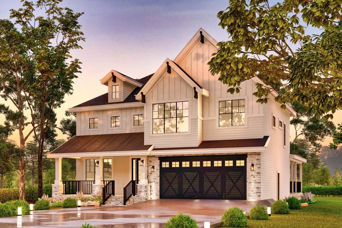 Plan 12324JL: Modern Farmhouse House Plan with Upstairs Laundry & Loft - Under 3000 Sq Ft - Image #9 - Craftsman, Farmhouse, Modern Farmhouse, New American