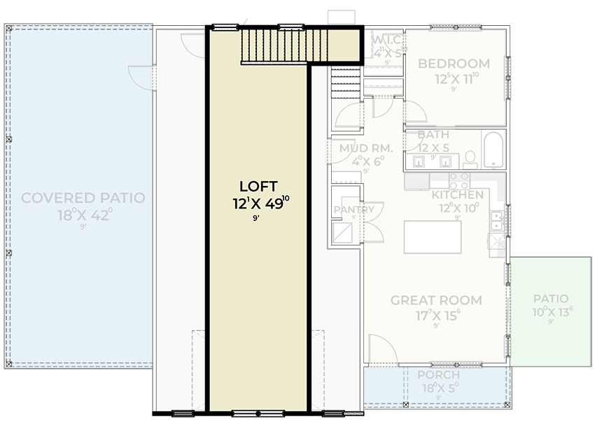 Plan 280195JWD: Rustic Barndominium-Style Garage Shop with Loft - 1521 Sq Ft - Floor Plan - 2nd Floor - Barndominium, Country, Rustic