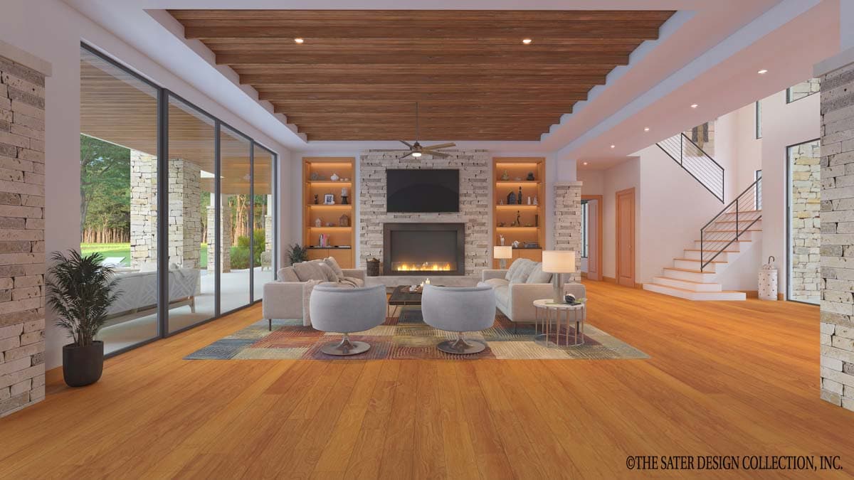 Plan 340126STR: Modern Coastal House Plan with Views to the Back from All Rooms - 6033 Sq Ft - Image #6 - Coastal, Coastal Contemporary, Contemporary, Florida-Style, Mid Century Modern, Modern