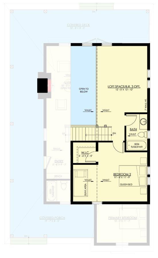 Plan 270087AF: Country Cottage with Wrap Around Porch and Flexible Loft - 1648 Sq Ft - Floor Plan - 2nd Floor - Cottage, Country, Rustic, Vacation
