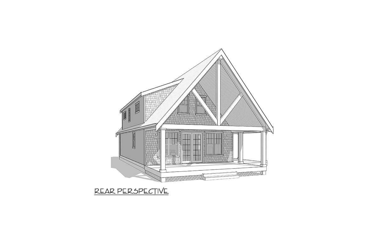 Plan 270088AF: Shingle-and-Stone Cottage with Vaulted Living Room - 1648 Sq Ft - Image #5 - Cottage, Country, Rustic, Shingle