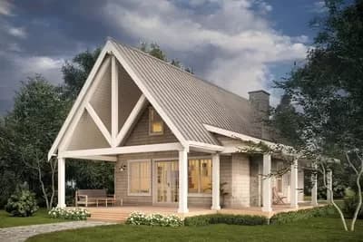 Shingle-and-Stone Cottage with Vaulted Living Room - 1648 Sq Ft