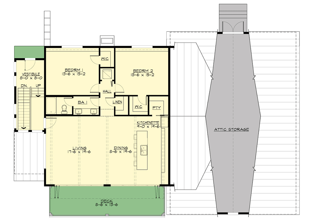 Plan 23949JD: Modern Garage Apartment with 2 RV Bays for an Up-Sloping Lot - 1842 Sq Ft - Floor Plan - 2nd Floor - Contemporary, Mid Century Modern, Modern, Transitional