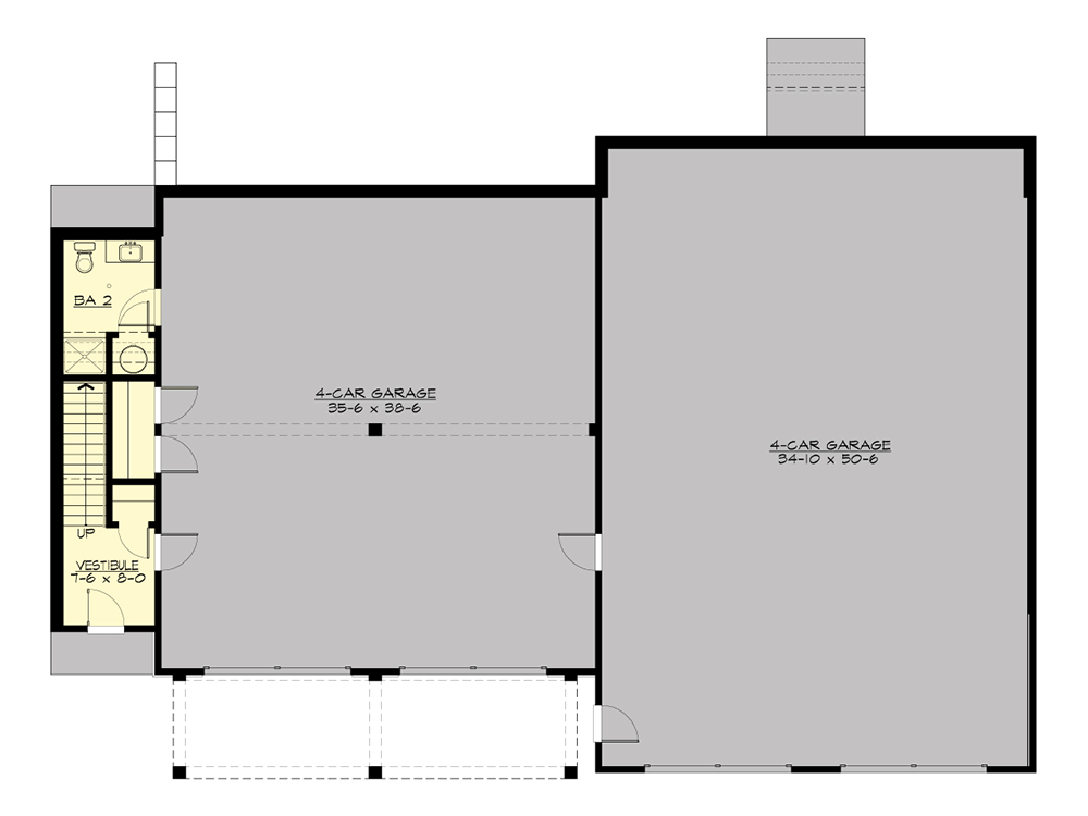 Plan 23949JD: Modern Garage Apartment with 2 RV Bays for an Up-Sloping Lot - 1842 Sq Ft - Floor Plan - Main Level - Contemporary, Mid Century Modern, Modern, Transitional