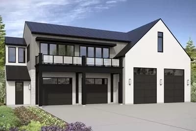 Modern Garage Apartment with 2 RV Bays for an Up-Sloping Lot - 1842 Sq Ft