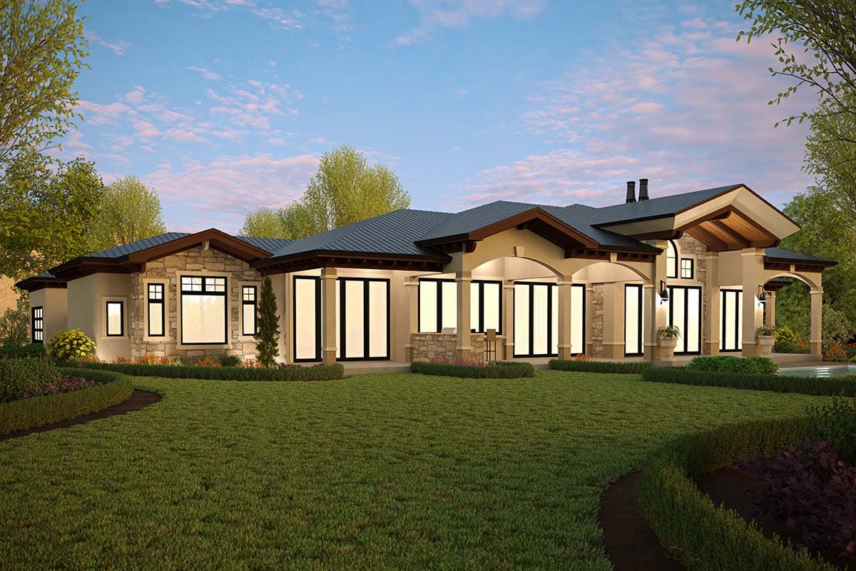 Plan 23953JD: Luxury Transitional House Plan with 3 Bedrooms - 4900 Sq Ft - Image #4 - European, Transitional, Tuscan