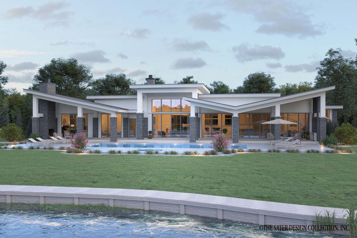 Plan 340128STR: Contemporary One-Story House Plan with Outdoor Entertaining Spaces - 4460 Sq Ft - Image #8 - Coastal Contemporary, Contemporary, Florida-Style, Mid Century Modern, Modern