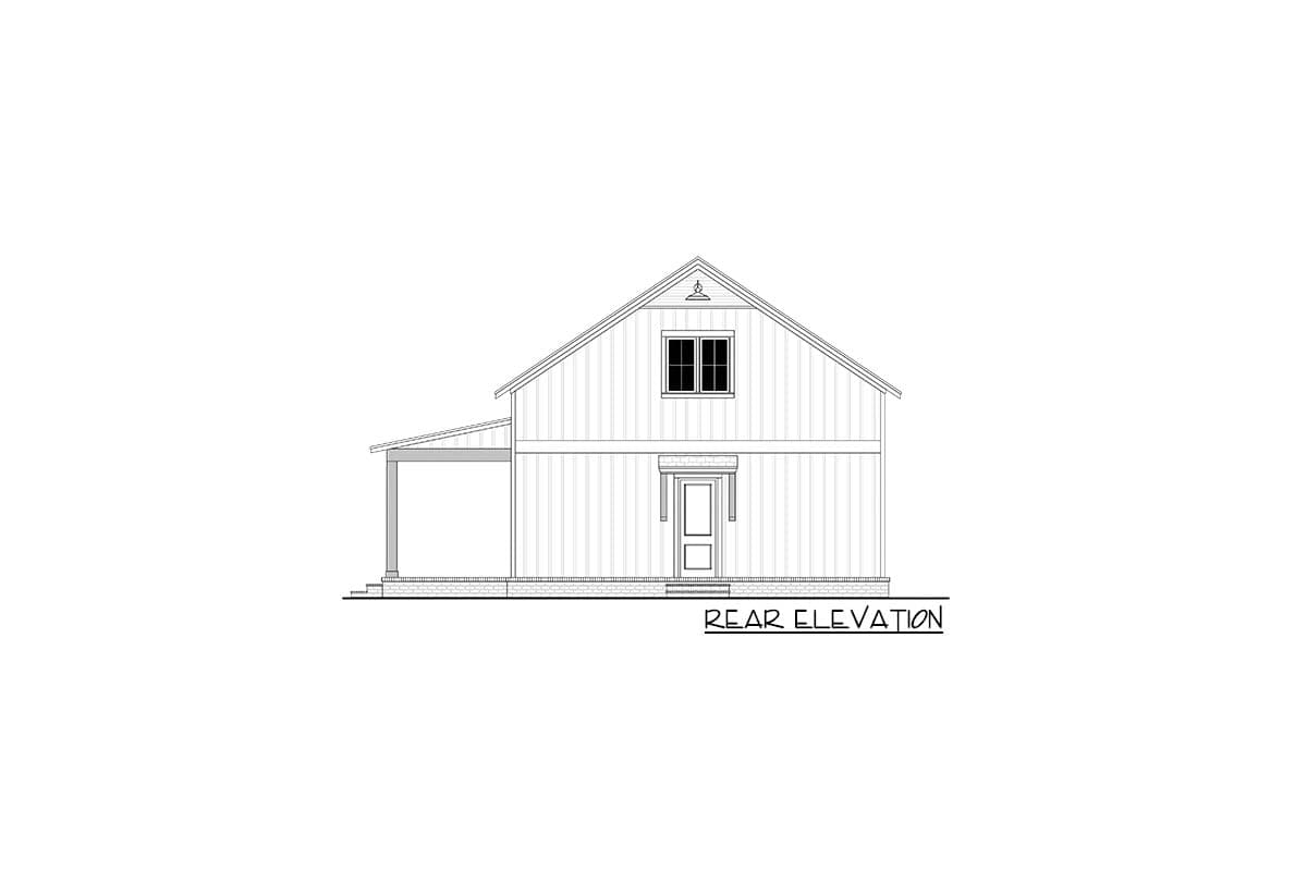 Plan 51956HZ: 2-Bed Barndominium-Style Farmhouse with Wrap Around Porch and Great Room - 1260 Sq Ft - Image #5 - Barndominium, Cottage, Country, Farmhouse, Modern Farmhouse, Traditional