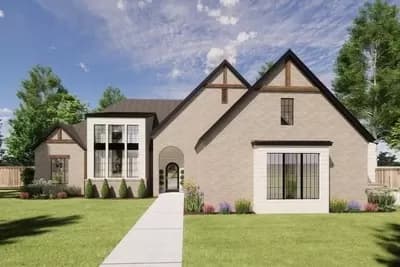 Transitional House Plan with Main Level Master and Media Room