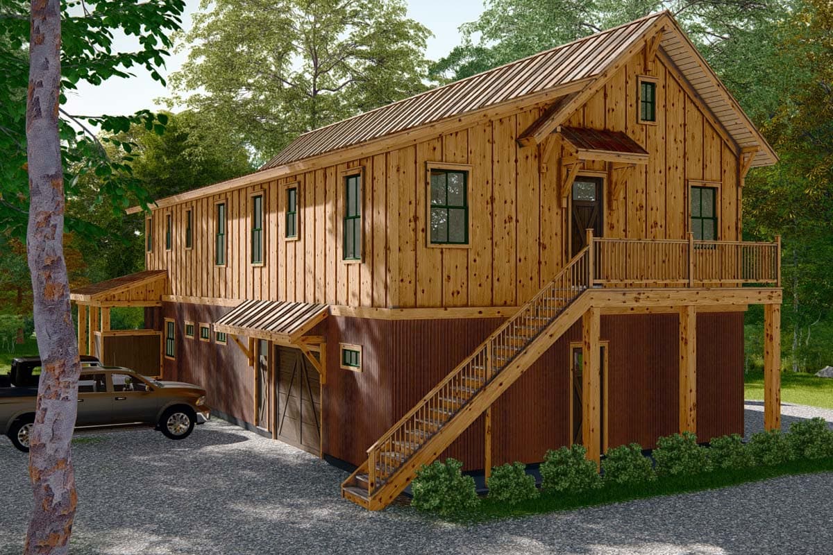 Plan 25438TF: Rustic Cabin Vacation Home Plan with Bunk Room and Two Kitchens - 3317 Sq Ft - Image #5 - Cabin, Cottage, Country, Rustic, Vacation