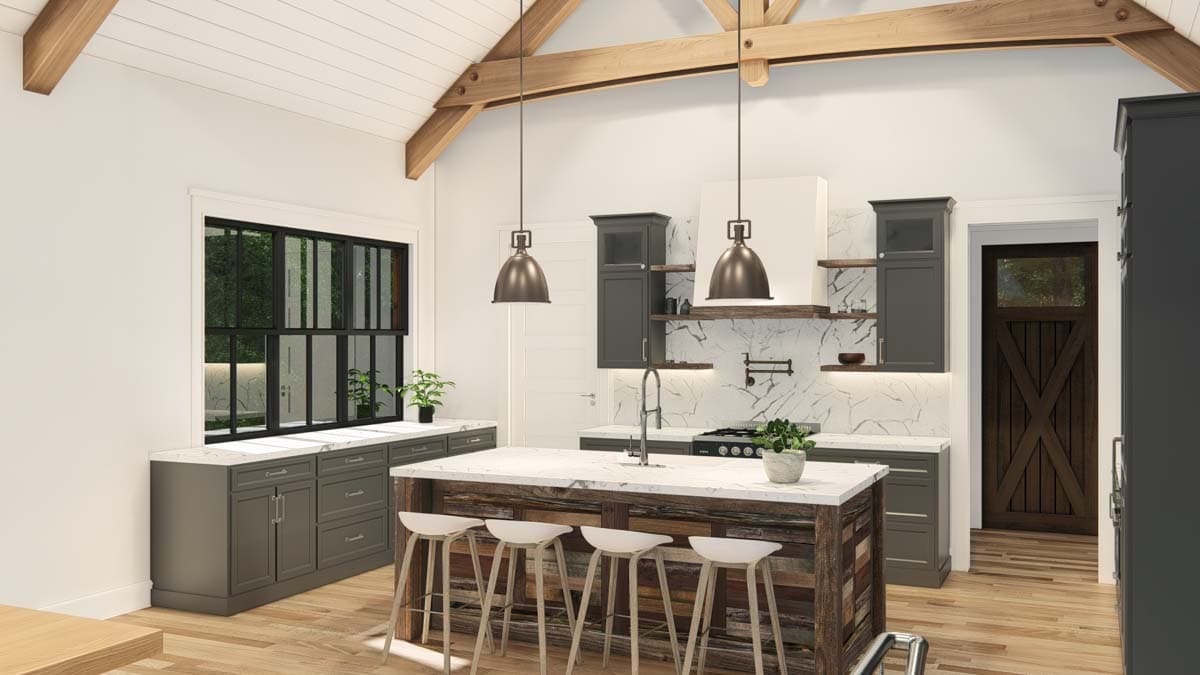 Plan 25438TF: Rustic Cabin Vacation Home Plan with Bunk Room and Two Kitchens - 3317 Sq Ft - Image #10 - Cabin, Cottage, Country, Rustic, Vacation