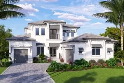 2-Story Coastal Contemporary House Plan with Two Garages - 4789 Sq Ft