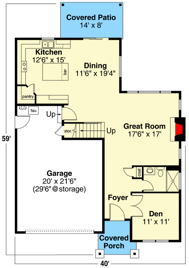 Plan 72408DA: 2-Story House Plan with Main Floor Den or Home Office - 2622 Sq Ft - Floor Plan - Main Level - Northwest, Transitional