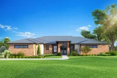 Contemporary Prairie-Style Ranch Home Plan with Golf Cart Garage - 3162 Sq Ft