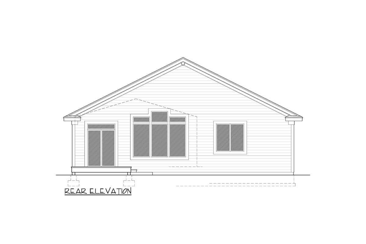 Plan 267039SPK: One-Story Traditional House Plan with Flex Room and 2-Car Garage - 1230 Sq Ft - Image #4 - Cottage, Country, Traditional