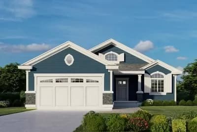 One-Story Traditional House Plan with Flex Room and 2-Car Garage - 1230 Sq Ft