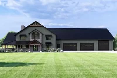 5-Bed Barndominium-Style House Plan with 5-Car Garage - 6218 Sq Ft