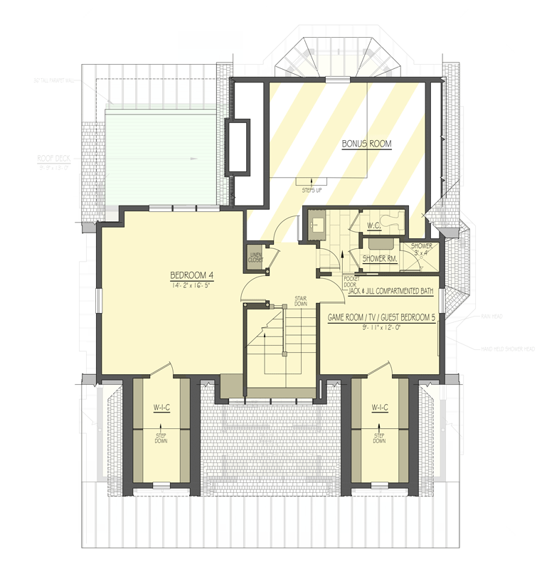 Plan 654018KNA: 5-Bed Modern Colonial House Plan with 3rd Floor Flex Room - 2799 Sq Ft - Floor Plan - Third Level - Colonial, Contemporary, Cottage, New American, Traditional