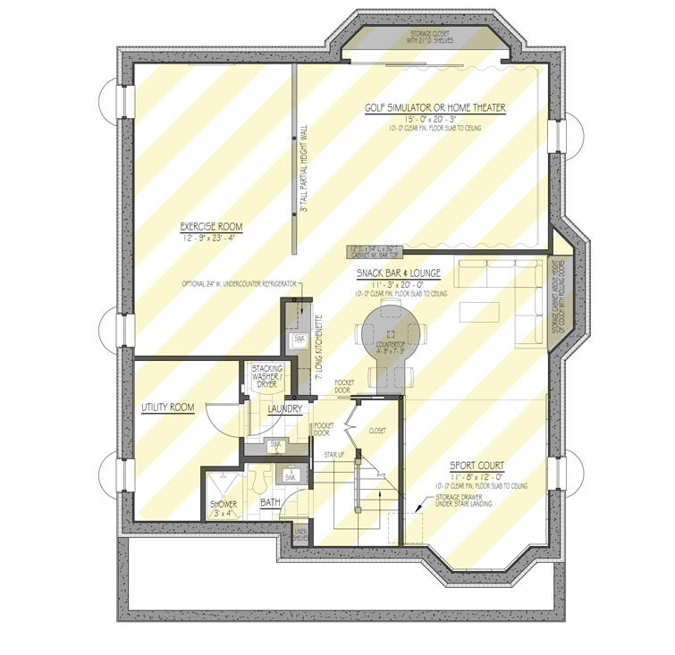 Plan 654018KNA: 5-Bed Modern Colonial House Plan with 3rd Floor Flex Room - 2799 Sq Ft - Floor Plan - Optionally Finished Lower Level (Included) - Colonial, Contemporary, Cottage, New American, Traditional