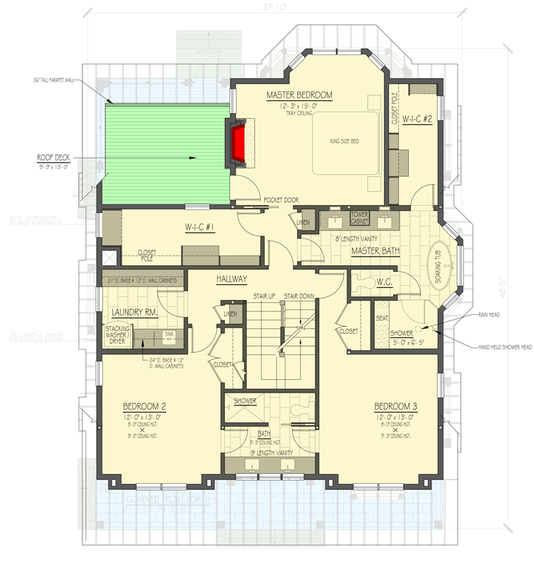 Plan 654018KNA: 5-Bed Modern Colonial House Plan with 3rd Floor Flex Room - 2799 Sq Ft - Floor Plan - 2nd Floor - Colonial, Contemporary, Cottage, New American, Traditional