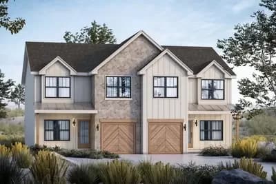 Duplex House Plan with 3 Upstairs Bedrooms - 1528 Sq Ft Each Unit