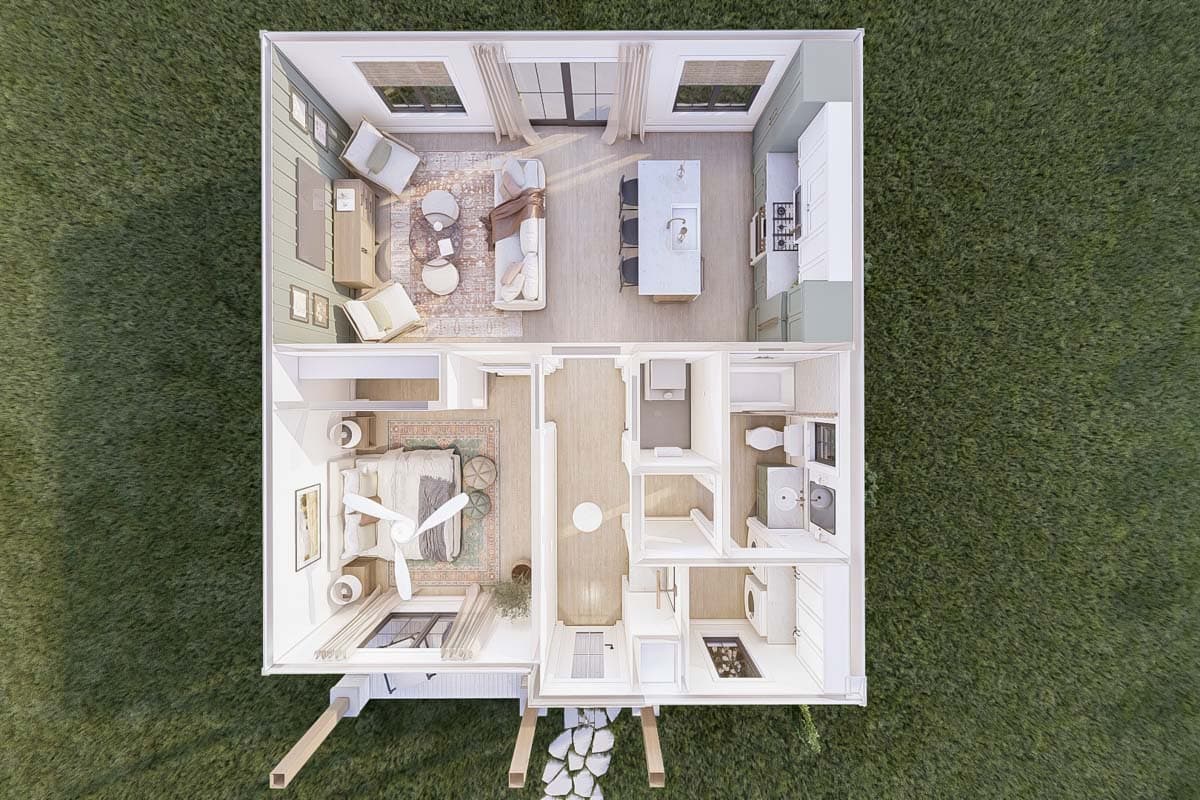 Plan 623321DJ: New American Style ADU with Tidy Front Porch - 651 Sq Ft - Image #15 - Cabin, Cottage, Country, Traditional