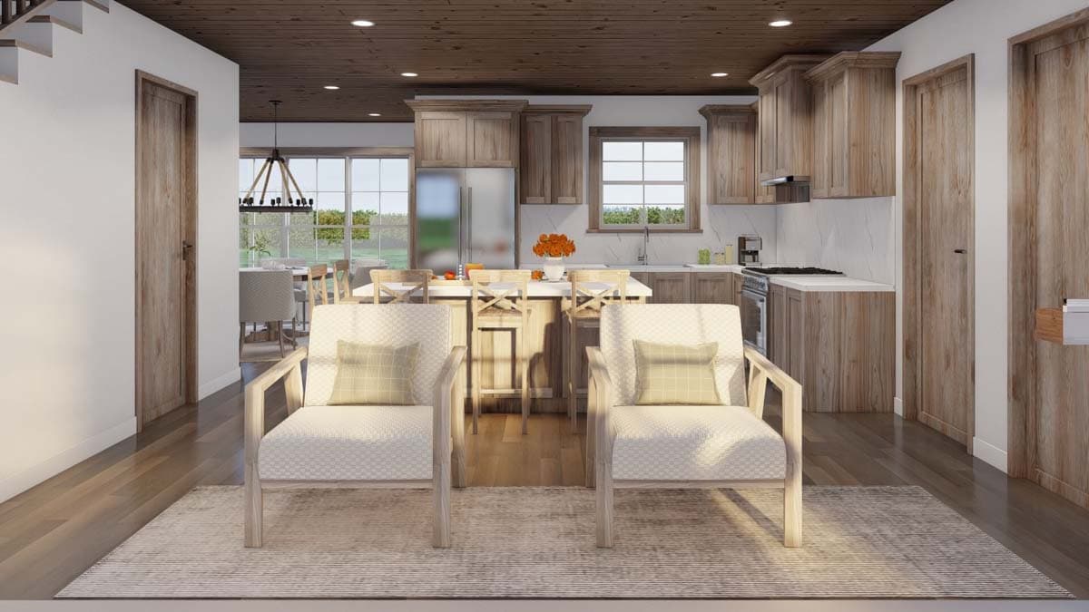 Plan 70872MK: 3-Bed Rustic House Plan with Sun Room and Upstairs Bunk Room - 1873 Sq Ft - Image #6 - Country, Rustic