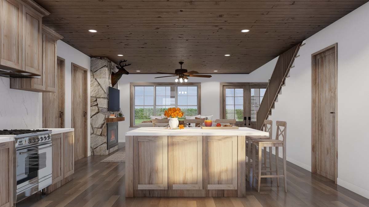 Plan 70872MK: 3-Bed Rustic House Plan with Sun Room and Upstairs Bunk Room - 1873 Sq Ft - Image #10 - Country, Rustic