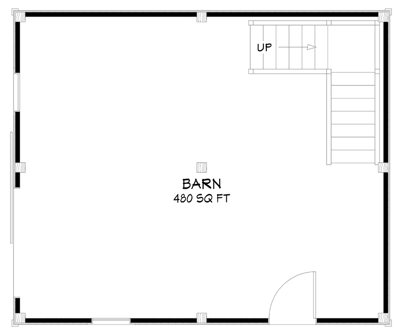 Plan 373003TMB: Timber-Framed Classic Barn Workshop Plan - 900 Sq Ft - Floor Plan - Main Level
