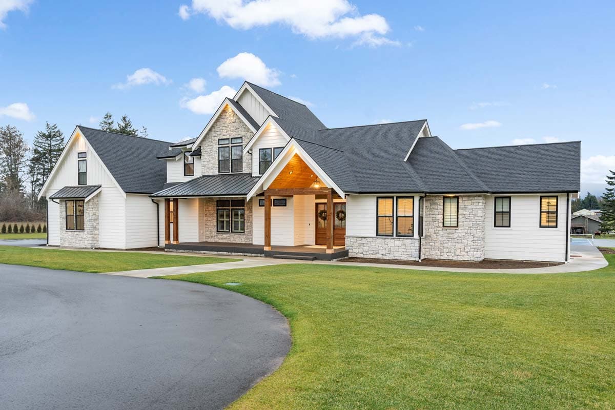 Plan 280198JWD: Modern Farmhouse with Gym, Office, Media Room and Finished Bonus Room - 4704 Sq Ft - Image #4 - Farmhouse, Modern Farmhouse, New American