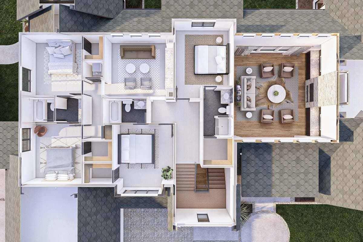 Plan 623322DJ: 5 Bed Luxury House Plan with 3 Garages - 4987 Sq Ft - Image #35 - Country, European