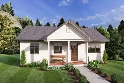 Country-Style Rancher House Plan with 2 Beds - 936 Sq Ft