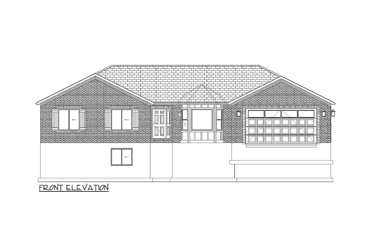 Plan 61484UT: One-Story House Plan with 3 Clustered Bedrooms - 1965 Sq Ft - Image #24 - Ranch, Traditional