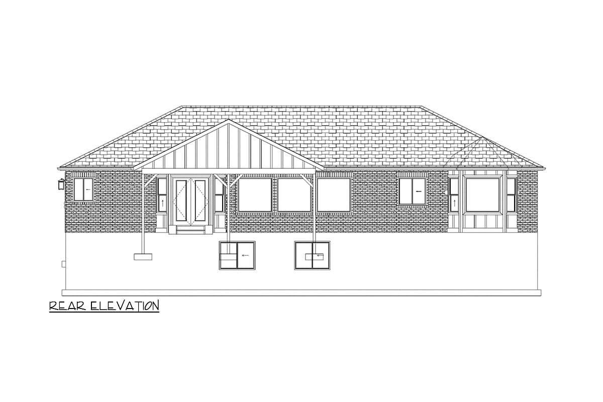 Plan 61484UT: One-Story House Plan with 3 Clustered Bedrooms - 1965 Sq Ft - Image #26 - Ranch, Traditional