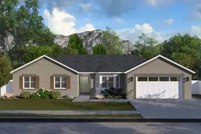 One-Story House Plan with 3 Clustered Bedrooms - 1965 Sq Ft