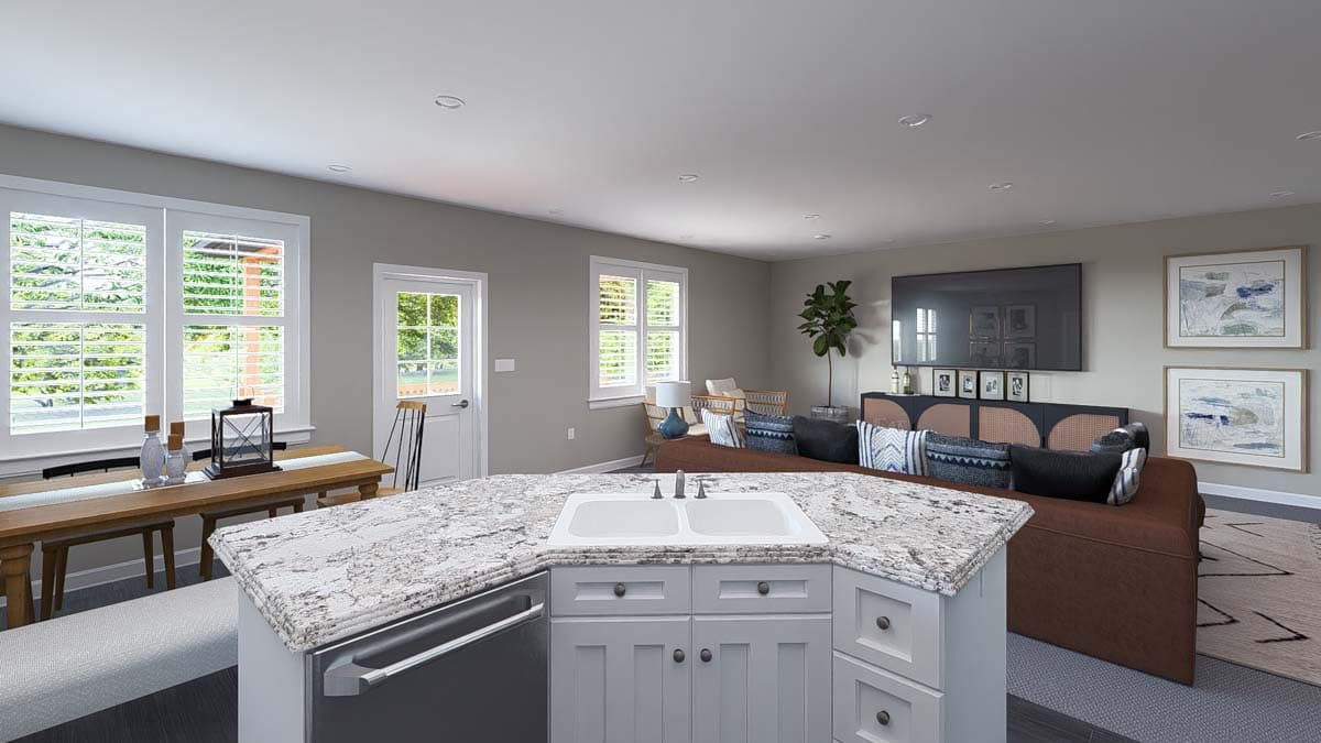Plan 61485UT: One Floor New American House Plan with 3-Car Garage - 1713 Sq Ft - Image #18 - New American, Ranch, Transitional