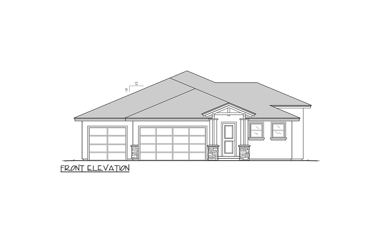 Plan 833001WAT: Transitional One-Story House Plan with Two-Sided Fireplace - 2080 Sq Ft - Image #4 - Prairie, Ranch, Transitional