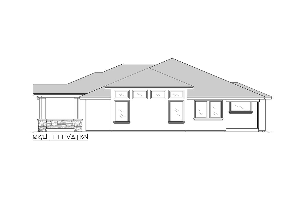 Plan 833001WAT: Transitional One-Story House Plan with Two-Sided Fireplace - 2080 Sq Ft - Image #7 - Prairie, Ranch, Transitional