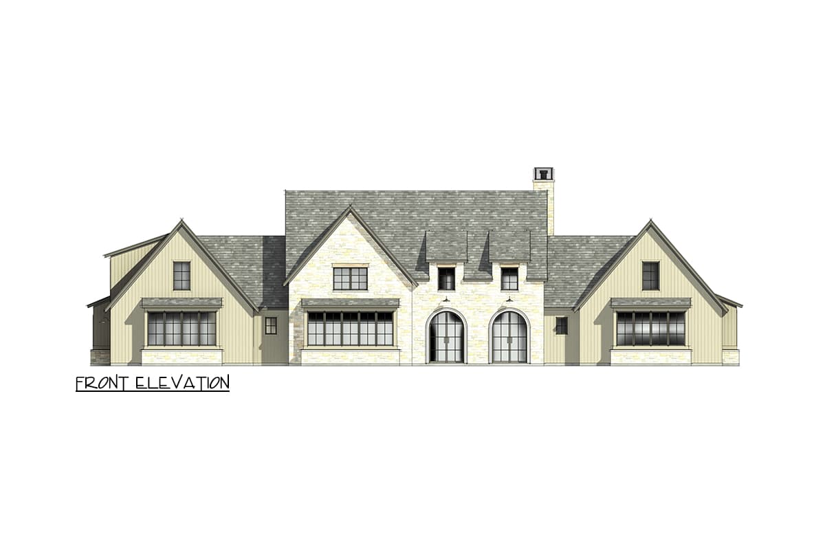 Plan 818117JSS: Transitional Tudor House Plan with Bonus Above 3-Car Garage - 3856 Sq Ft - Image #8 - European, Transitional, Tudor