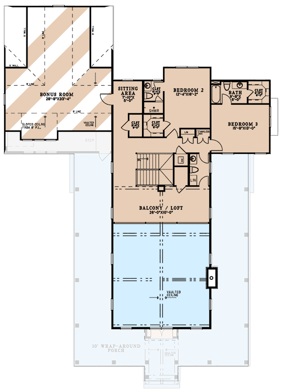 Plan 70873MK: Rustic Farmhouse Plan with 3-Sided Wrap Around Porch - 4065 Sq Ft - Floor Plan - 2nd Floor - Country, Farmhouse, Modern Farmhouse, New American