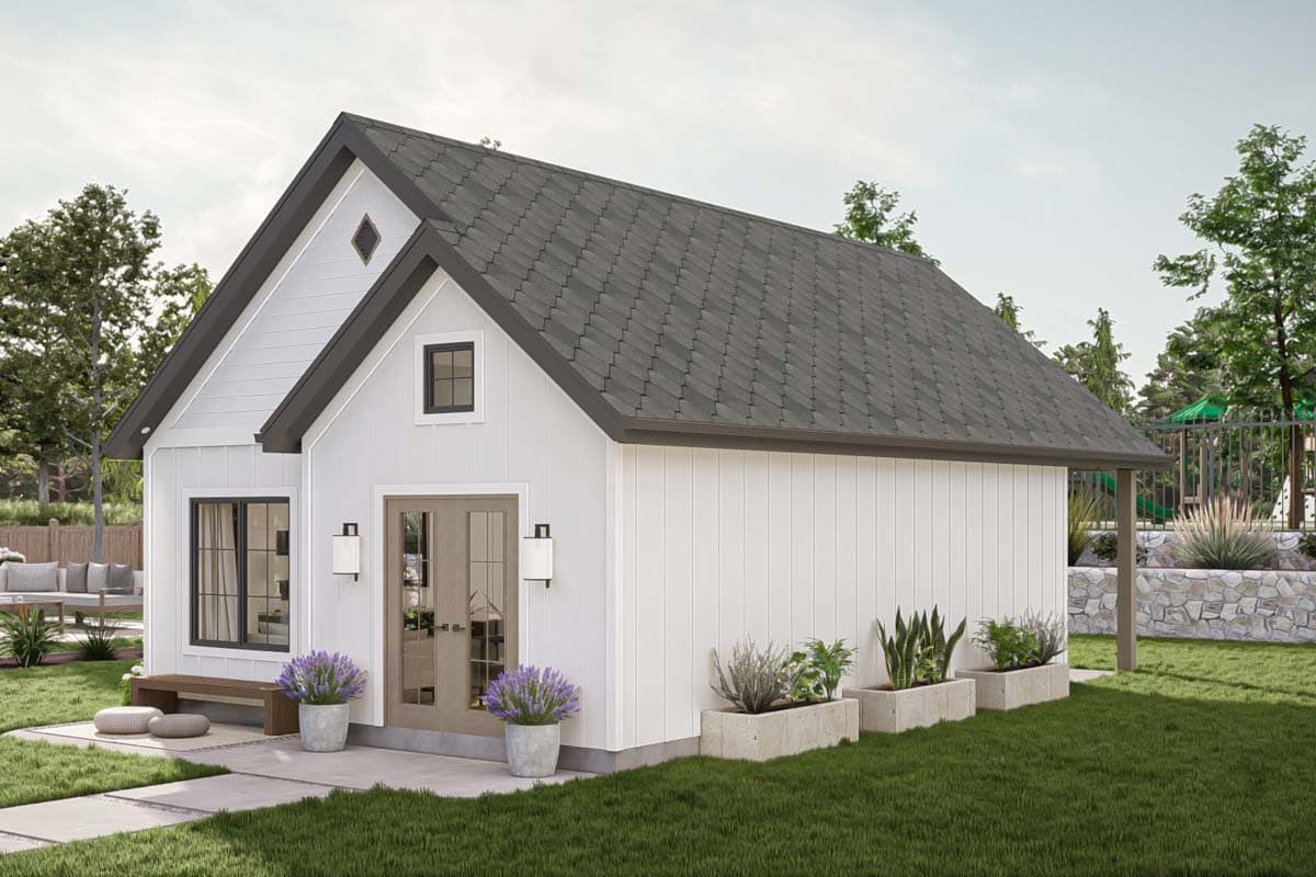 Plan 623323DJ: 595 Square Foot ADU with Front and Rear Outdoor Spaces - Image #12 - Cabin, Cottage, Traditional
