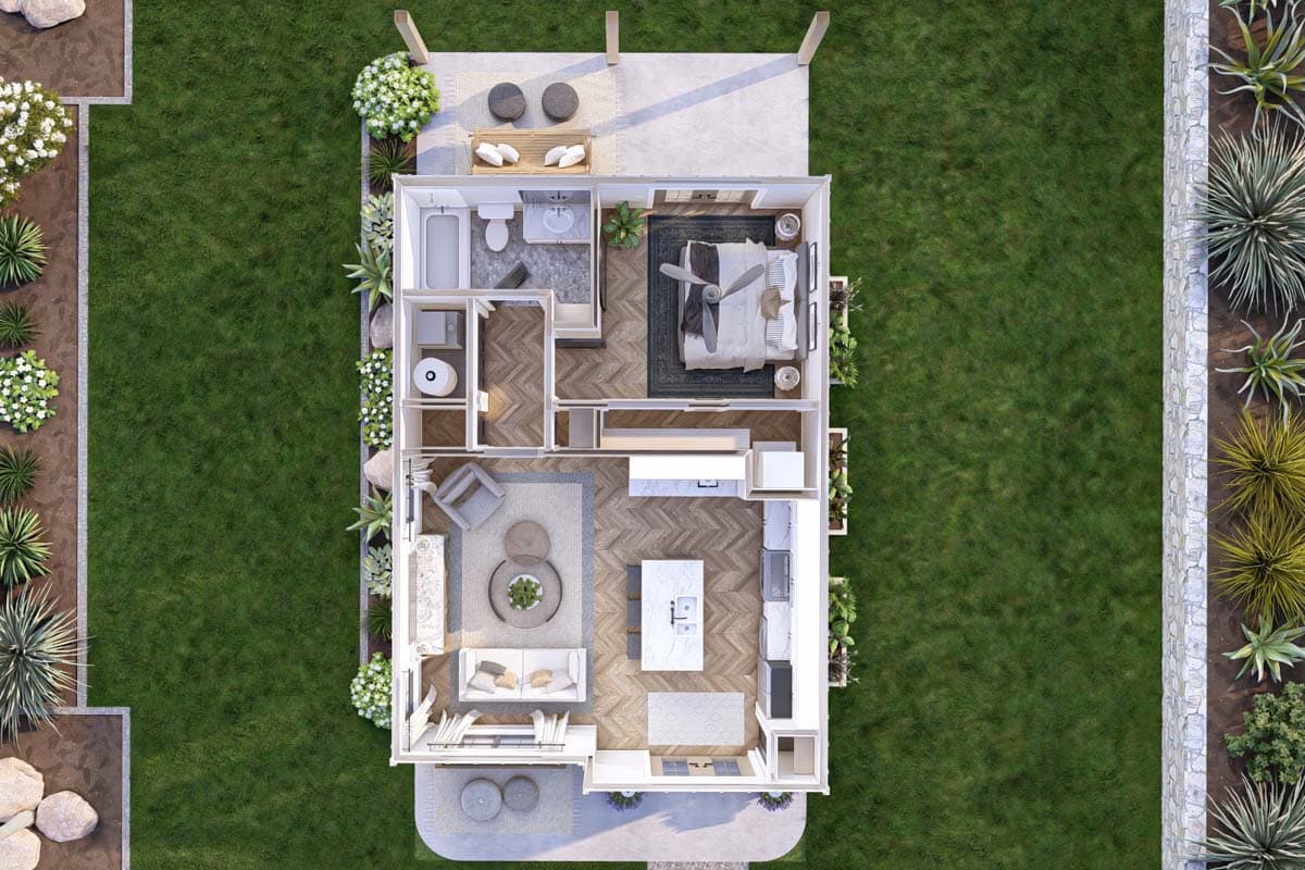 Plan 623323DJ: 595 Square Foot ADU with Front and Rear Outdoor Spaces - Image #14 - Cabin, Cottage, Traditional