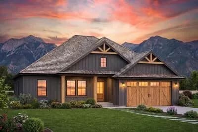 New American House Plan with 3 Beds and 2 Porches - 1517 Sq Ft
