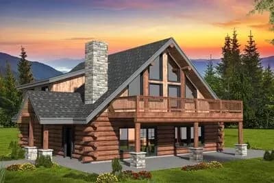 Log Home Plan with 4 Beds and Loft Overlook - 2854 Sq Ft 