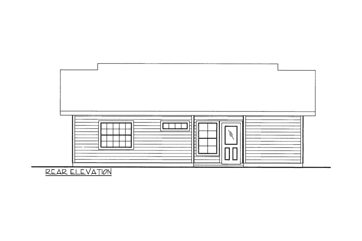 Plan 350055GH: One-Story One Bedroom House Plan with Covered Porch - 810 Sq Ft - Image #4 - Cottage, Country