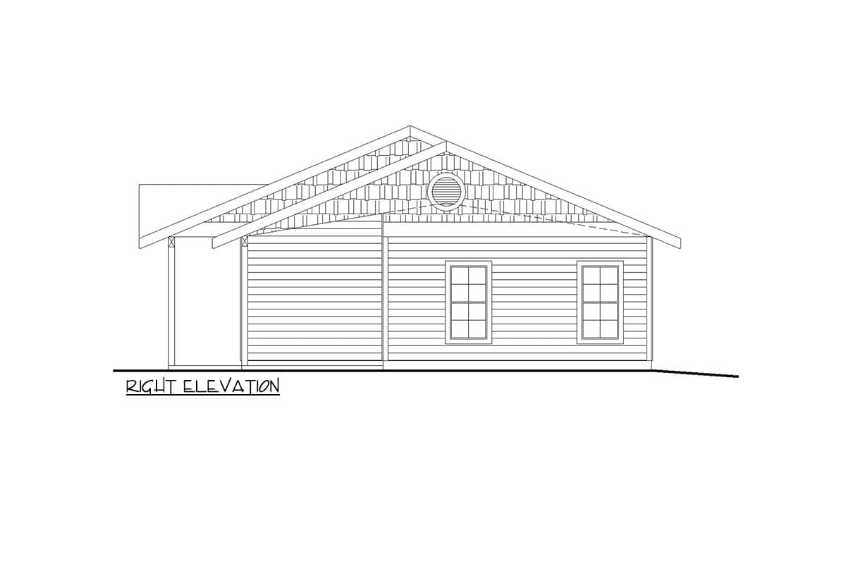 Plan 350055GH: One-Story One Bedroom House Plan with Covered Porch - 810 Sq Ft - Image #5 - Cottage, Country