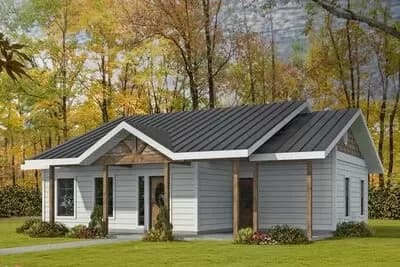 One-Story One Bedroom House Plan with Covered Porch - 810 Sq Ft